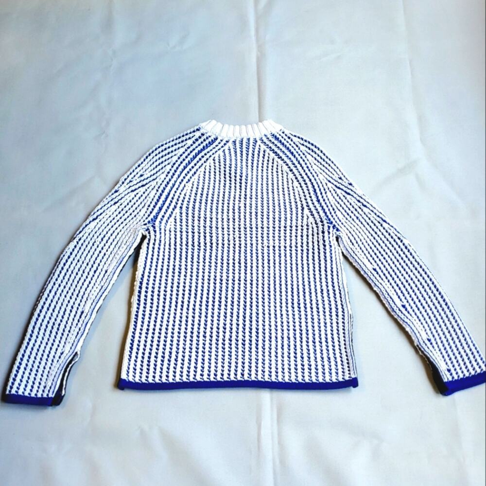 NWT$495 3.1 Phillip Lim Two-Tone Ribbed Knit White Blue Pullover Sweater Top XS - Picture 15 of 16